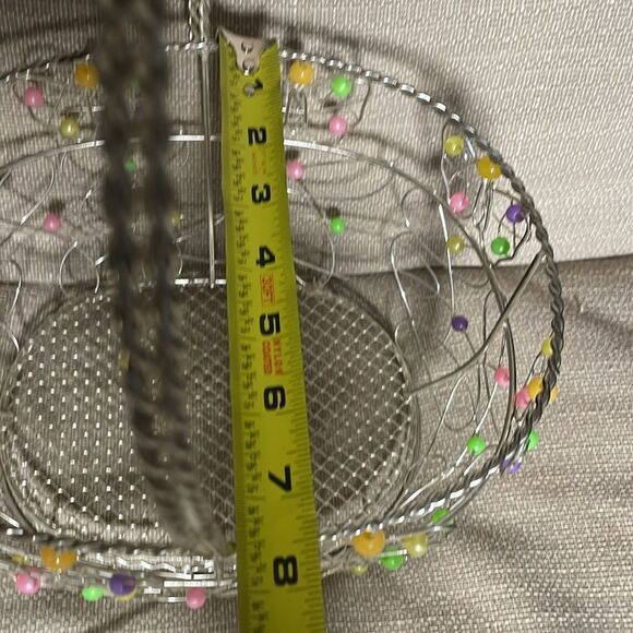 Metal Basket w/Multicolored Beads and Swirl Designs (Perfect for Easter) - Picture 15 of 15